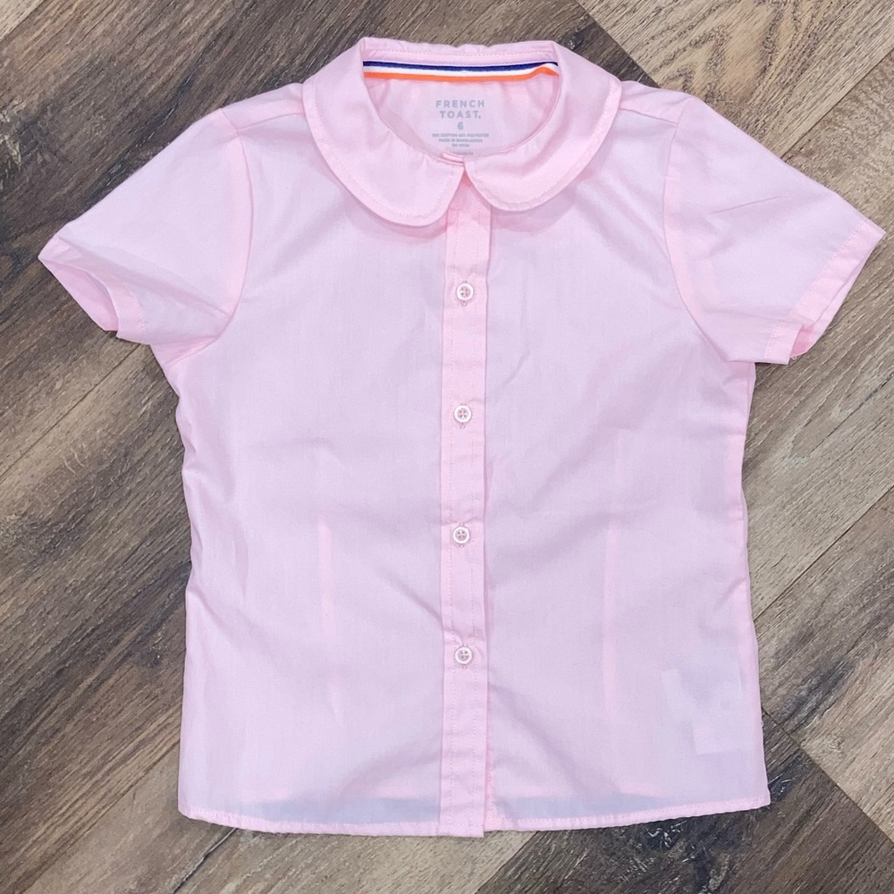 French Toast Pink Button Up Shirt Top Blouse Spring Collar Size 6 Girl